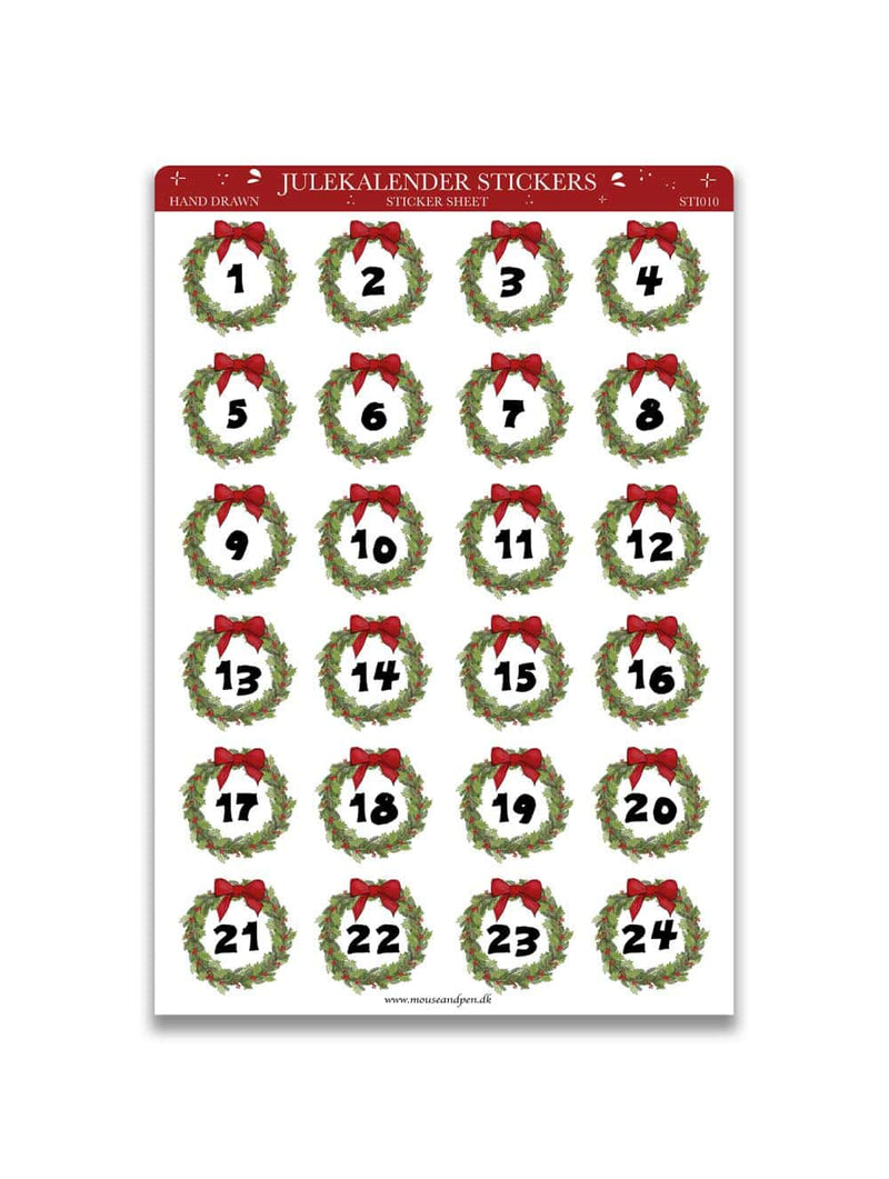 Stickers Julekalender 1-24, Grankrans