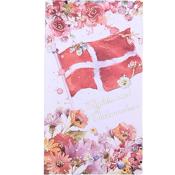 Studenterkort, Flag og Blomter, Tillykke