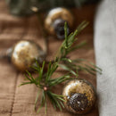 Julekugler mini i pose, Hvid/Messing