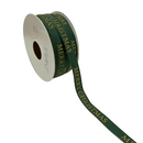 Julebånd m. tekst, Merry Christmas, Mørk grøn, Pr Meter