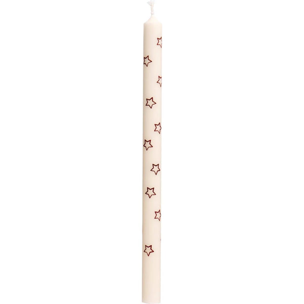 Kertelys m motiv, Hvid med brune stjerner, 20cm