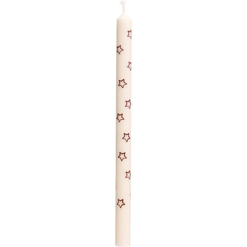 Kertelys m motiv, Hvid med brune stjerner, 20cm
