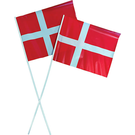 Hurra flag, Danmark, i plast 8 stk.