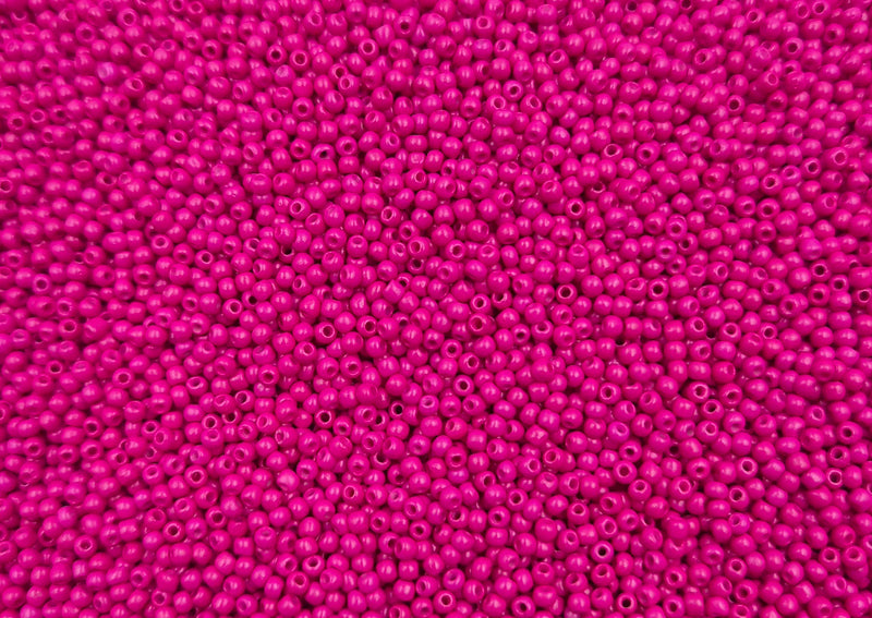 Glasperler 11/0 - Fuchsia inkl. fin rund æske med skruelåg
