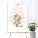Gæsteplakat, elefant pige m hjerter
