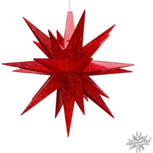 Christiansfeld stjerne, 13 cm, 2023 Årgangsstjerne Rød glitter