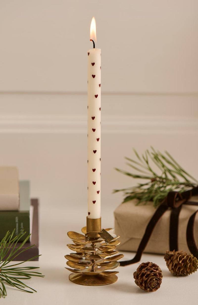 Kertelys m motiv, Brune hjerter, 20cm