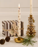 Kertelys m motiv, Hvid med brune stjerner, 20cm