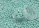 Glasperler 8/0 - Pastel mint matte inkl. fin rund æske med skruelåg