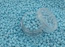 Glasperler 8/0 - Pastel turquoise matte inkl. fin rund æske med skruelåg