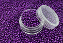 Glasperler 11/0 - Pearly purple inkl. fin rund æske med skruelåg