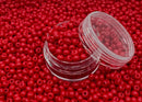 Glasperler 8/0 - Rose red inkl. fin rund æske med skruelåg