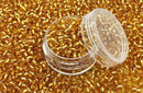 Glasperler 8/0 - Shiny amber inkl. fin rund æske med skruelåg