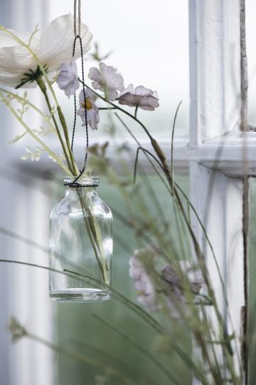 Vase med hank, Klar glas, 3x5,5 cm.