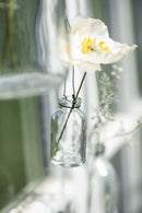 Vase med hank, Klar glas, 3x5,5 cm.