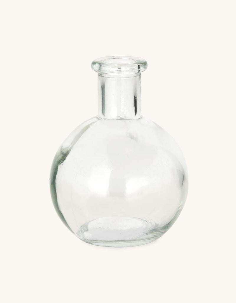 Vase rund, Klar glas, 8x10 cm.