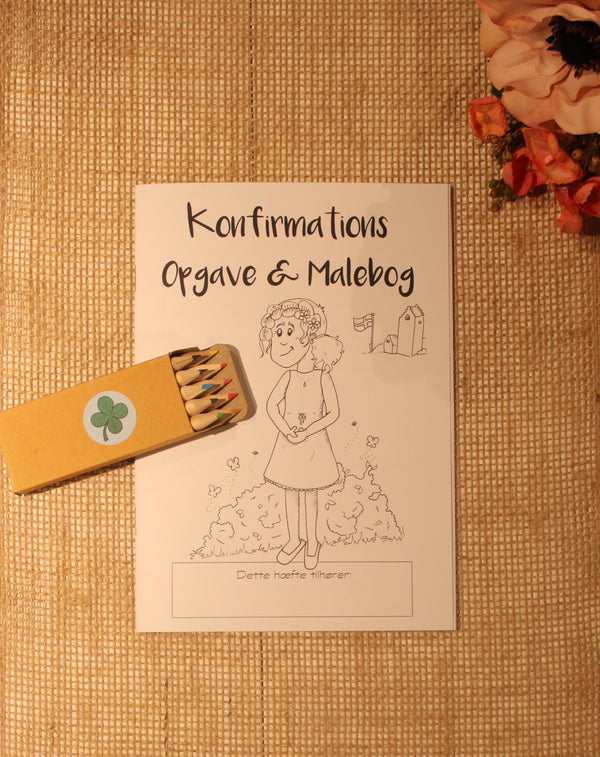 Male- og opgavebog, Konfirmation Pige