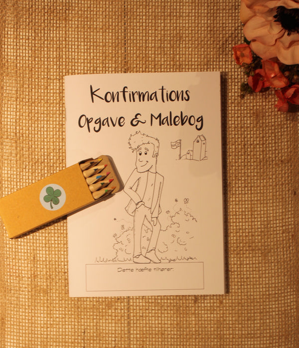 Male- og opgavebog, Konfirmation Dreng