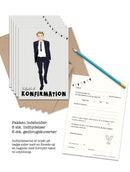 Indbydelse, Konfirmation, Dreng, 6 stk.