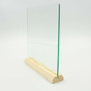 Menukort, Glasplade med Træfod, 15,5x15,5 cm.