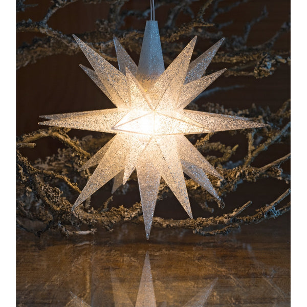 Christiansfeld stjerne, Sølv glitter Årgangsstjerne 2022, 13 cm.