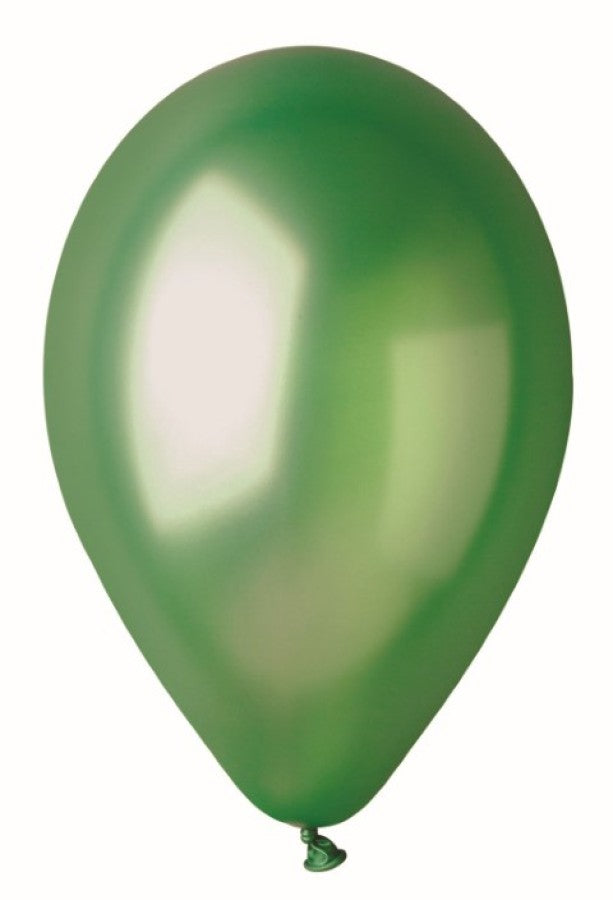 Ballon, Metallic grøn, 5 stk.