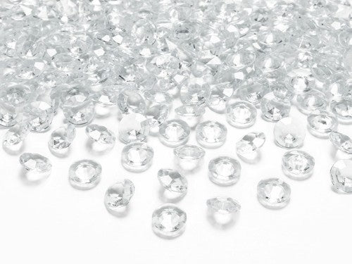Konfetti diamanter, klar 12mm 100 stk