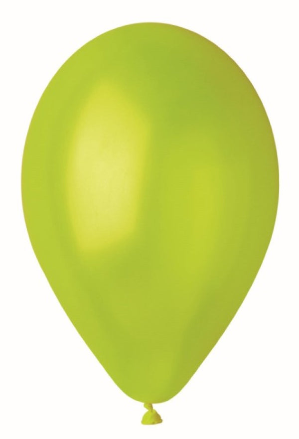 Ballon, Metallic limegrøn, 5 stk.