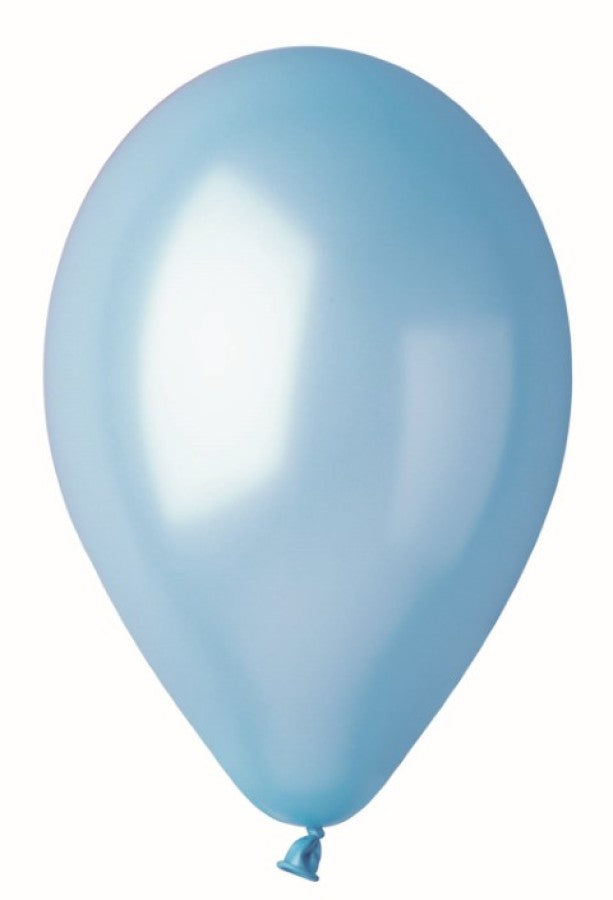 Ballon, Metallic lyseblå, 5 stk.