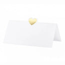 Bordkort, Hvid med guld hjerte, 10 stk.