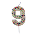 Lagkagelys med prikker, 9 (ni)