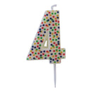 Lagkagelys med prikker, 4 (fire)