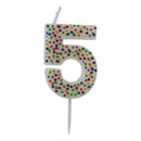 Lagkagelys med prikker, 5 (fem)