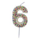 Lagkagelys med prikker, 6 (seks)