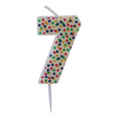 Lagkagelys med prikker, 7 (syv)